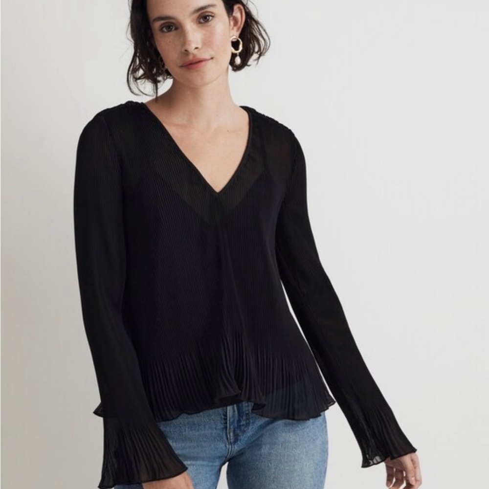 Madewell Pleated Flare-Sleeve Top